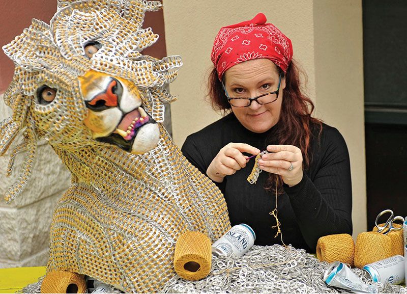 Be wowed by “Artpreneur” Kris Manning and her lion made of pop-tops