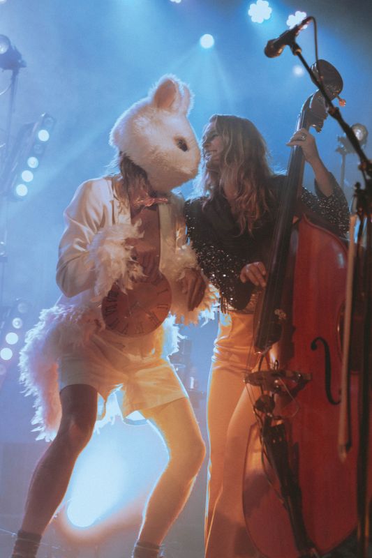 Joel onstage with Shelby during Molly Tuttle & Golden Highway’s “Down the Rabbit Hole” tour in Wyoming last summer.
