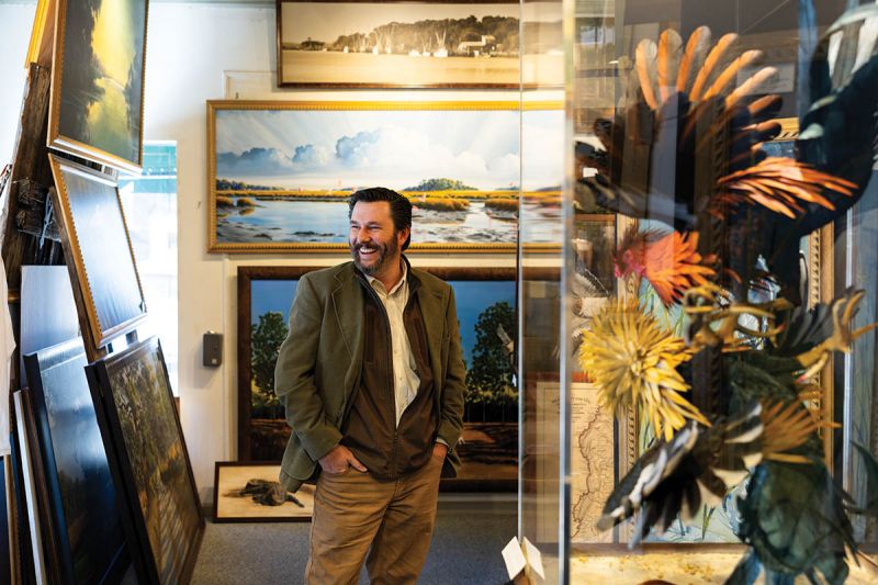 William Means Rhett III curates a gallery of art by his family, along with collections of antique maps, vintage guns, and classic guitars.