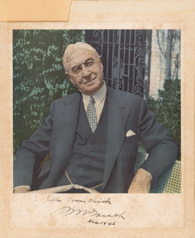 Bernard Baruch, a successful Wall Street financier and advisor to seven US presidents, in 1946.