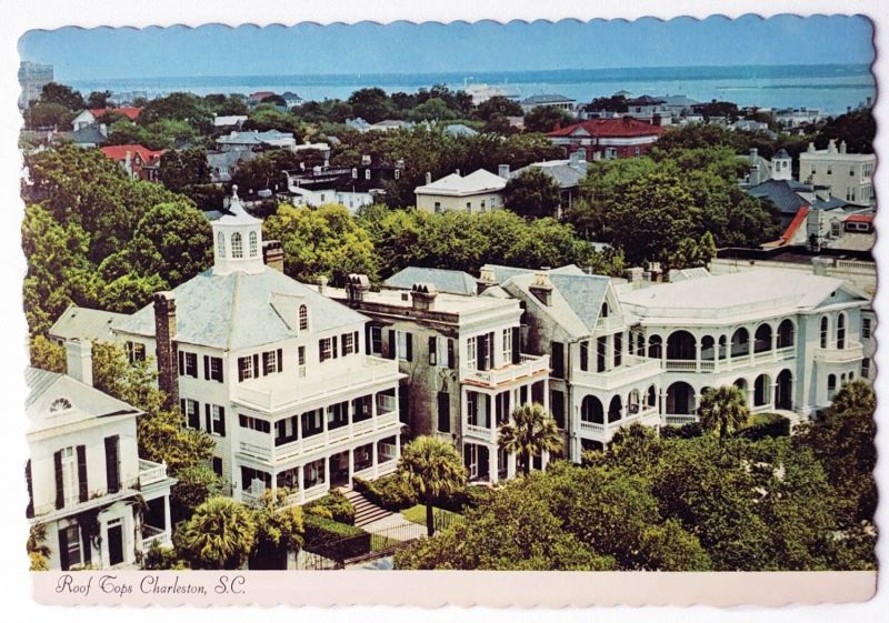 1975: Postcard of Charleston Battery mansions