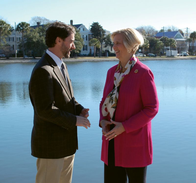 With Charleston Parks Conservancy’s Harry Lesesne at the reopening of Colonial Lake