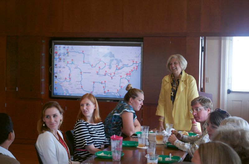 Robinson with staffers at HCF headquarters this fall