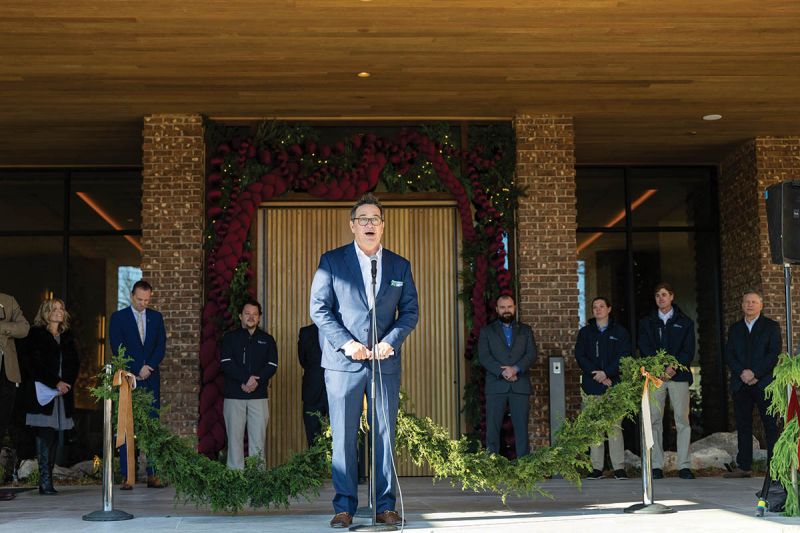 Palmer at the Sestina ribbon-cutting in Bentonville, Arkansas