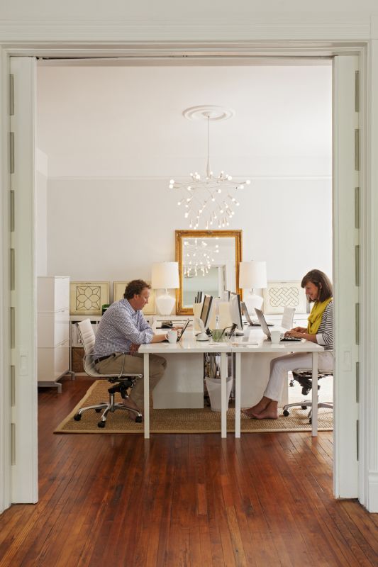 Here, Lauren tackles design projects for commercial and residential clients; Jonathan occasionally works here, too.