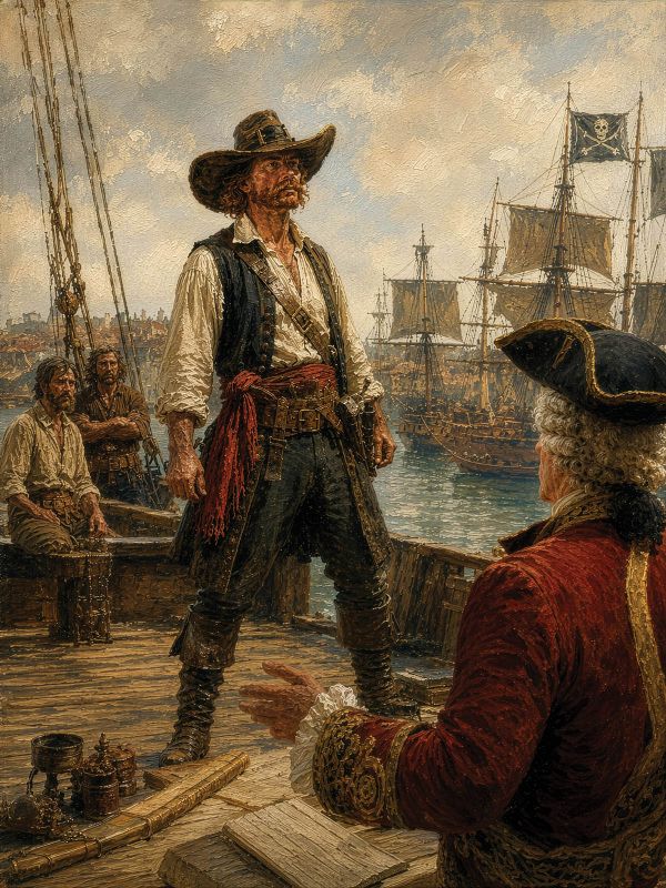 Charles Vane carried out a series of raids on vessels entering and departing Charles Town Harbor in the late summer of 1718. Known for his audacity and skill at eluding naval patrols, he repeatedly escaped capture during his piratical career. His luck eventually ran out, however; after being captured in the Caribbean, Vane was tried for piracy and hanged in Jamaica in 1721.