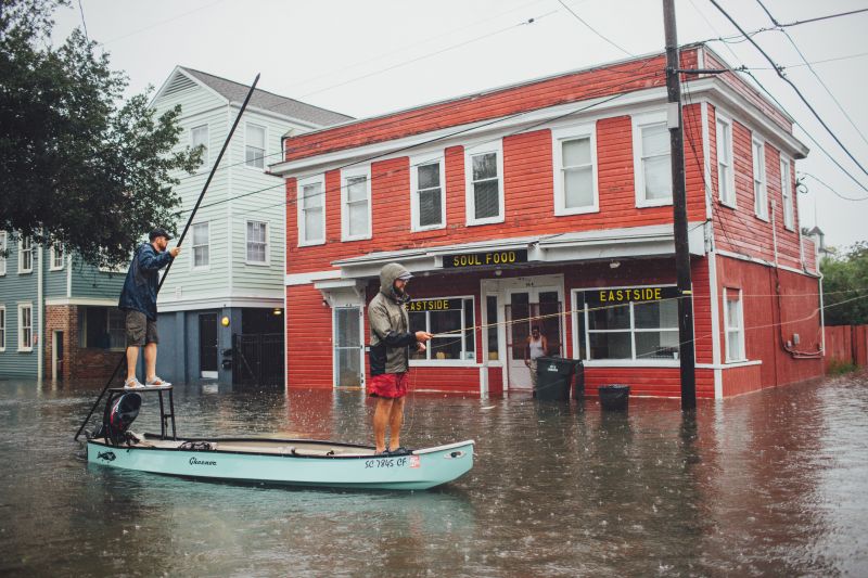 FINALIST Professional category: Charleston Floods by Jeremy Clark; “Trying to make the best of a bad situation, some friends and I take to the flooded downtown streets of Charleston in a flyfishing skiff. Hurricane Joaquin combined with a stalled frontal system to create historic rainfall levels which were exacerbated by offshore winds and higher than normal "spring tides" and a lot of downtown was underwater.”