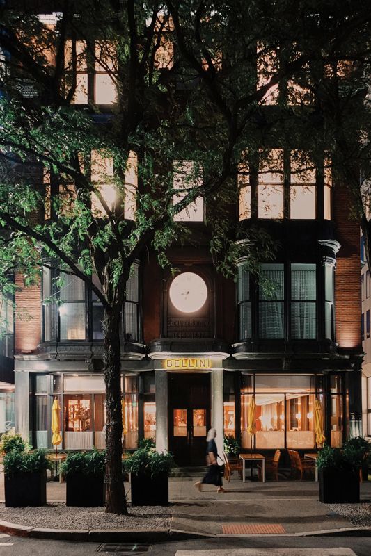 Dinnertime at Bellini, an elegant Italian restaurant in The Beatrice boutique hotel, featuring house-made pasta.