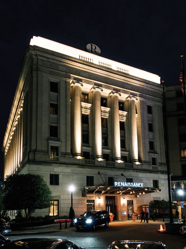 Nightfall at the Renaissance Providence Downtown Hotel.