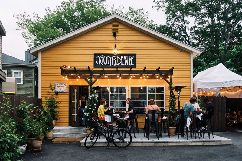 Patio tables fill quickly at Aguardente, opened in 2021 on Governor Street in Providence.