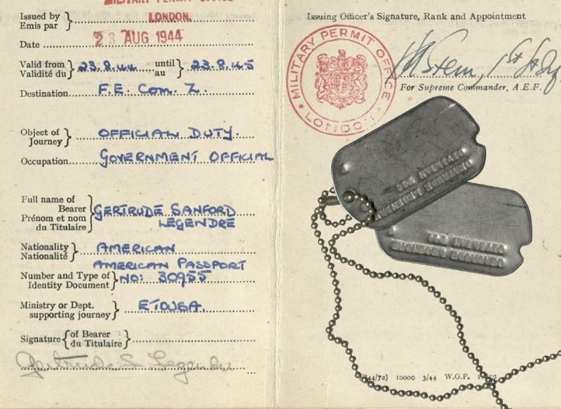 Her passport and dog tags