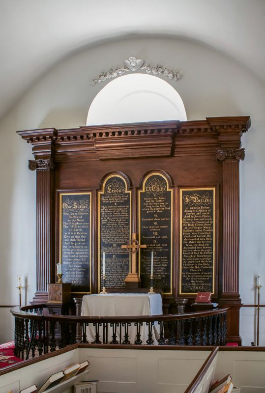 Old St. Andrew's: The nomination for the National Register of Historic Places notes, “The use of cast and wrought iron in the balustrade of the altar rail and pulpit is unique.”