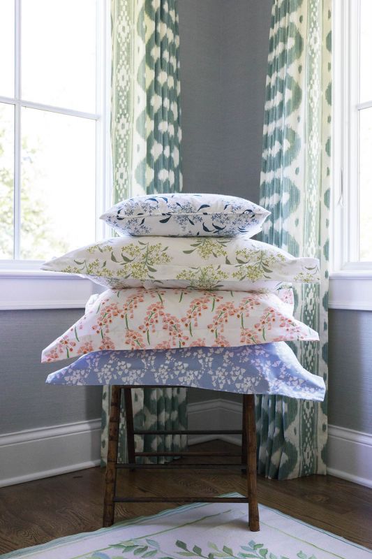 Connelly translates her artwork into wallpaper and bedding, including crib sheets and shams.