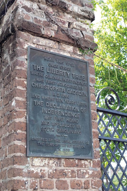 A plaque on Alexander Street in Ansonborough marks a spot near the original Liberty Tree, where the Sons of Liberty met to advance the patriot cause