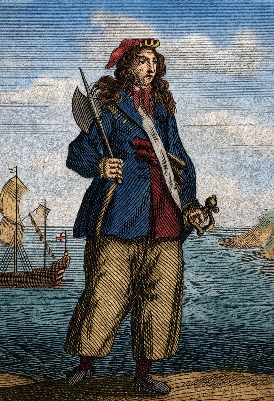 Alongside Anne Bonny, Mary Read avoided immediate execution because she was pregnant and died in prison the following year. Engraving by Benjamin Cole