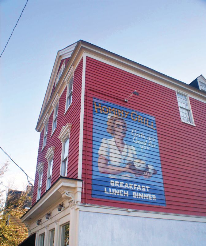 David Boatwright’s “Grits Are Good For You” mural at the former Hominy Grill building on Rutledge Avenue