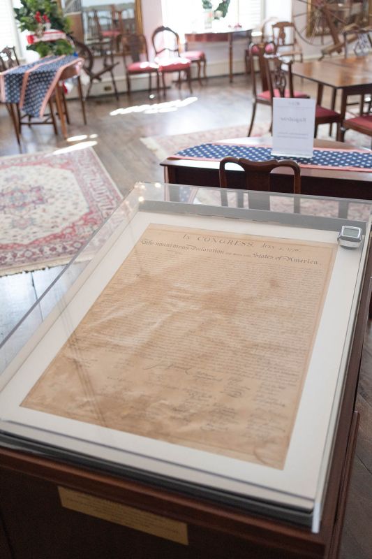 Housed at the Old Exchange, a “wet ink” copy of the Declaration of Independence. It was read to townspeople there on August 5, 1776.