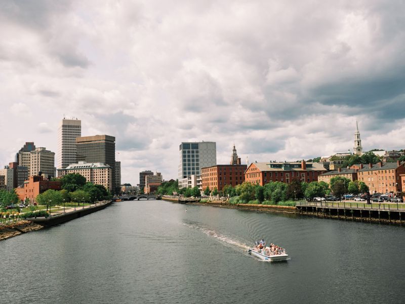 Downtown boating and riverside parks.