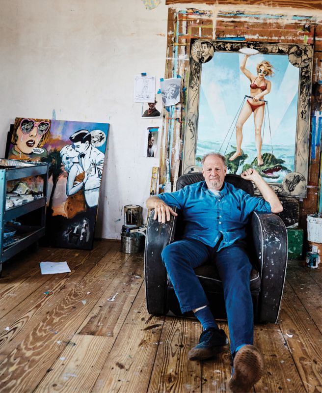 The artist in his third-floor Morris Street home studio, where he’s been painting with a fervor this spring. His May exhibit will include a dozen or more works, many that he hasn’t previously shown.