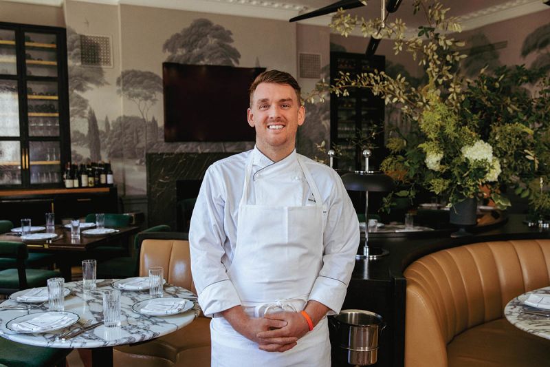 Sorelle chef Nick Dugan in the elegant second-floor dining room