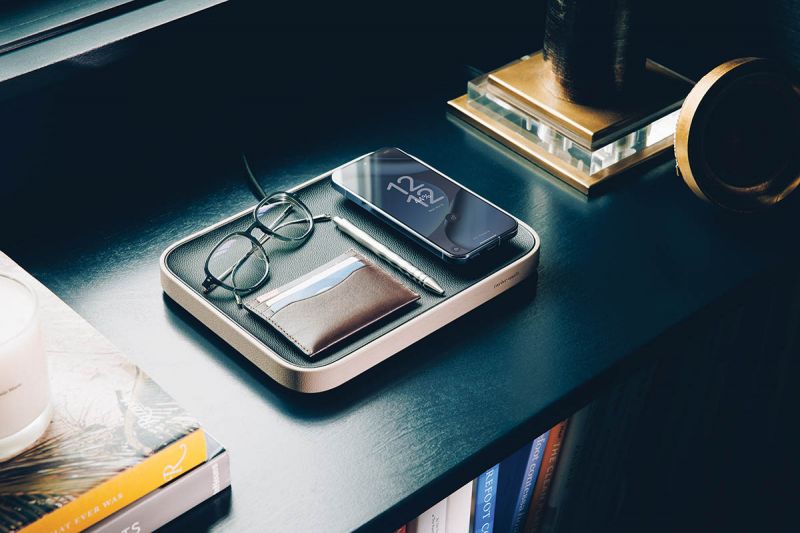 The leather-covered “Valet” charging station