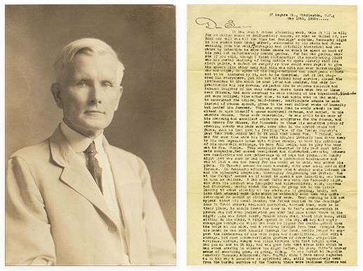 Author John Bennett, a leading figure of the Charleston Renaissance, wrote of Ned Jennings’s suicide in a letter to his daughter, Susan (right).