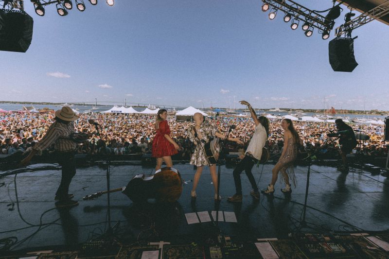 Molly Tuttle & Golden Highway performing on the main stage at the Newport Folk Festival in July.