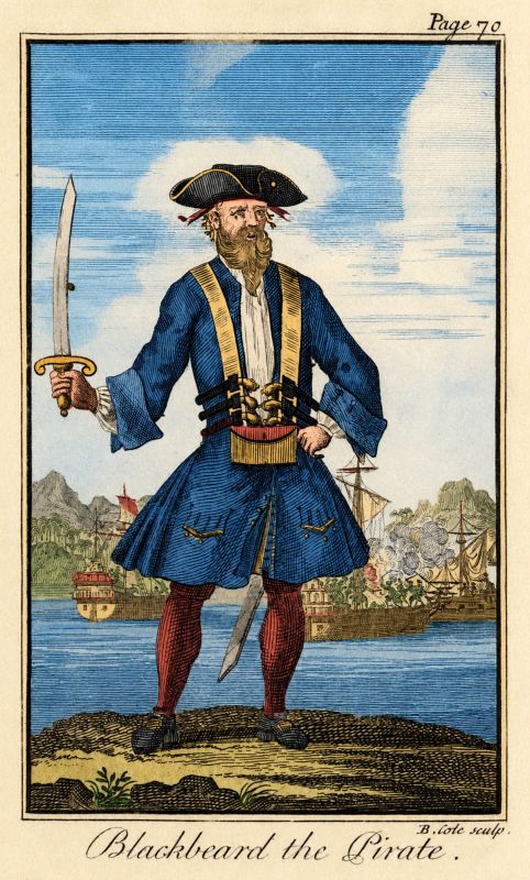 Blackbeard the Pirate engraved by Benjamin Cole