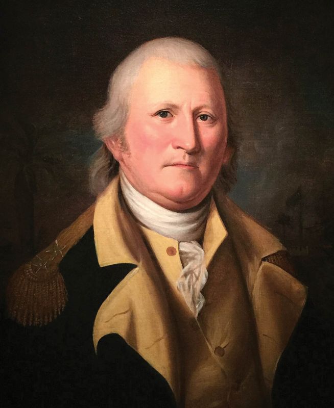 After fighting for the British in the French and Indian War, Charleston-born William Moultrie became a local leader in the patriot cause and designed the deep blue flag with a white crescent, the first American flag flown in South Carolina.
