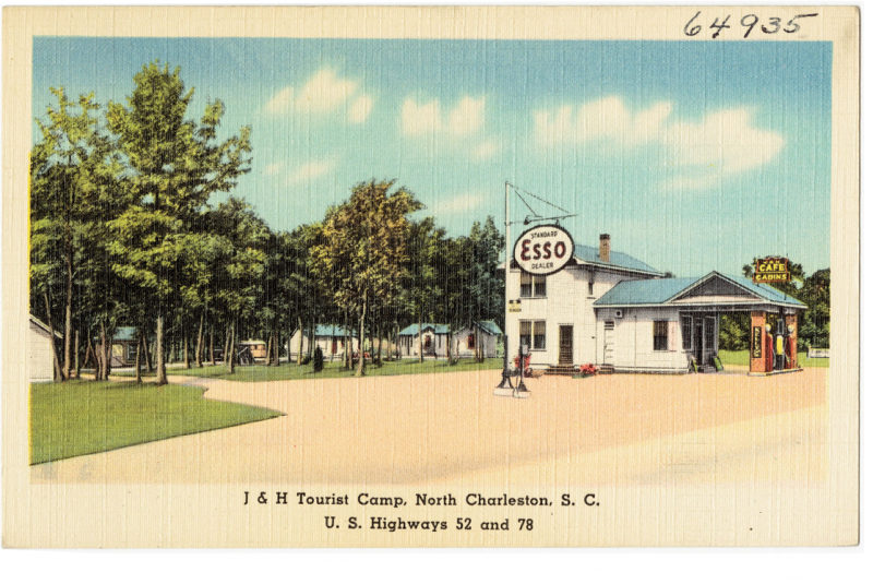 J & H Tourist Camp: “Charleston’s Newest and Best... 5 Miles North of Charleston, SC on US Highways 52 and 78. Hot and cold city water baths .... Modern Cafe Open Night and Day”