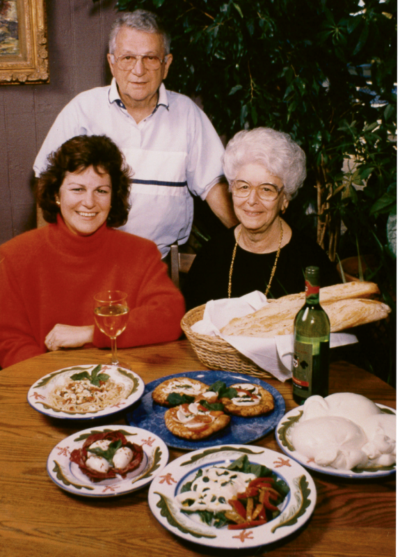 Celia Cerasoli with her parents, Arnold and Tina, who inspired her recipes and helped open the restaurant.