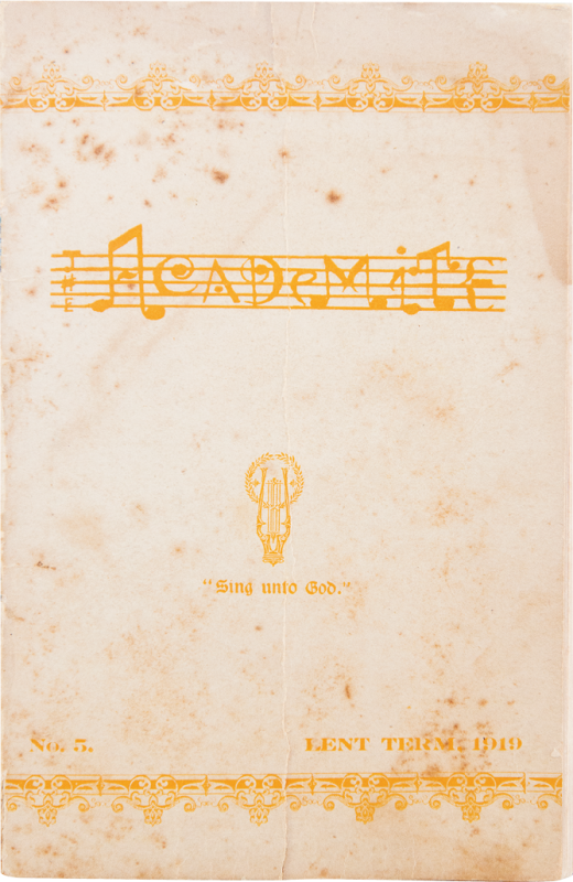 Jenkins edited this 1919 issue of The Academite, the Royal Academy of Music’s student publication