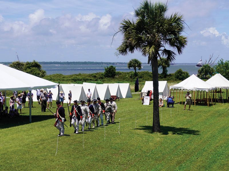 Reenactors of the 2nd South Carolina Regiment performed a musket drill and firing demonstration at Fort Moultrie National Historic Park on Carolina Day 2021.