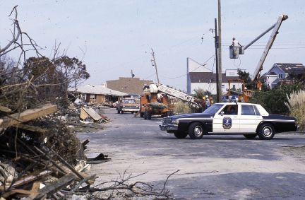 SCE&G reported that more than 75 percent of their systems were destroyed. Electrical crews—some 2,500 workers—from across the South arrived to help, working 16 hour days, seven days a week to restore power.