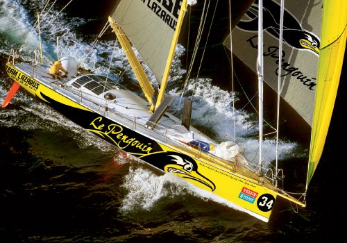 vanliewpg21.jpgAlthough the boat has raced under several sponsor names (see page 57), it is officially registered as Le Pengouin. “Since I’m going back to my solo sailing roots, I thought I’d go back to the roots of the boat as well,” says Brad. Original photograph by Jacques Vapillon.